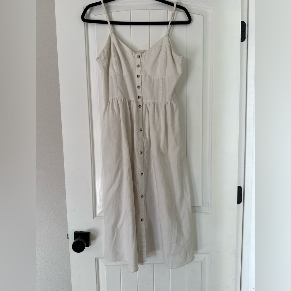 ROLLA'S Cream Midi Dress with Button Detail - Picture 3 of 8